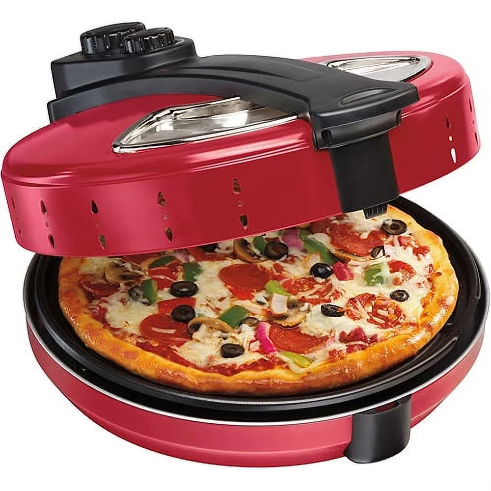 Hamilton Beach Enclosed Pizza Oven Maker, 12" Pizza, Viewing Window, Red, 31700