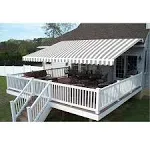 10 ft. Manual Patio Retractable Awning (96 in. Projection) in Grey and White Stripe