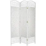 Oriental Furniture 67" Tall Fibre Weave Room Divider - White