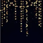 Decor365 Reflective Glitter Star and Moon Garland Kit