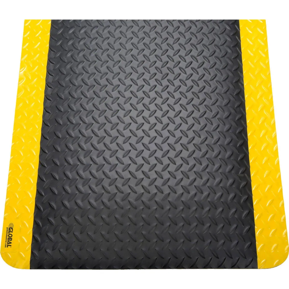 Global Industrial Diamond Plate Ergonomic Mat 15/16" Thick 48"x72" Black/Yellow ...