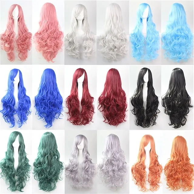 Wig Cos Wig 80cm Long Curly Hair High Temperature Silk Multicolor Curly Hair Anime Halloween Wigs 2024 - €15.2