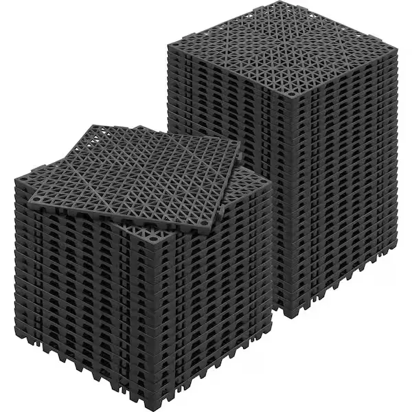 VEVOR 12 x 12 in. Drainage Interlocking Tiles Black - 50 Piece