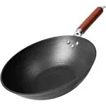 adamsbargainshop 11 Inch Lightweight Cast Iron Wok Stir Fry Pan