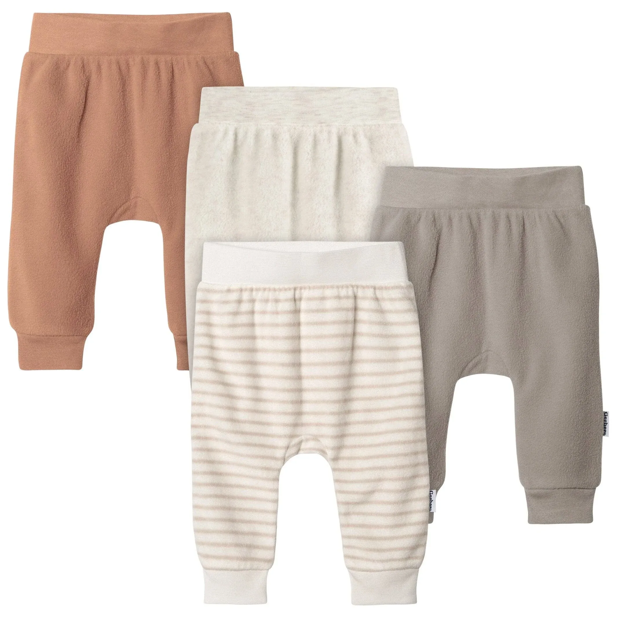 Gerber Baby Baby Neutral Fleece Pants, 4-Pack - Brown