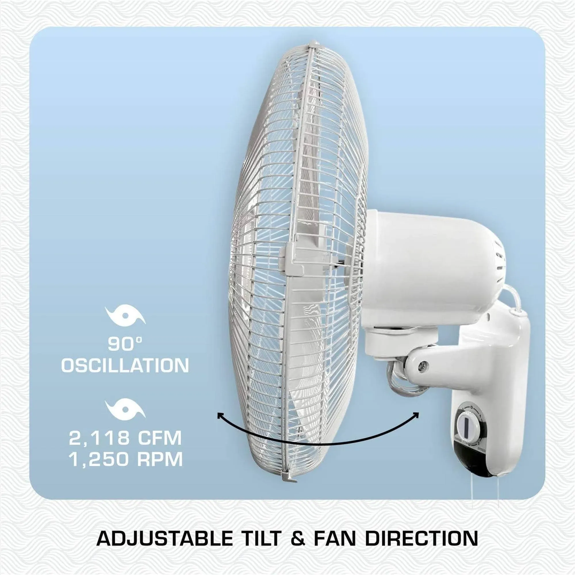 Hurricane - Classic Oscillating Wall Mount Fan 16 in