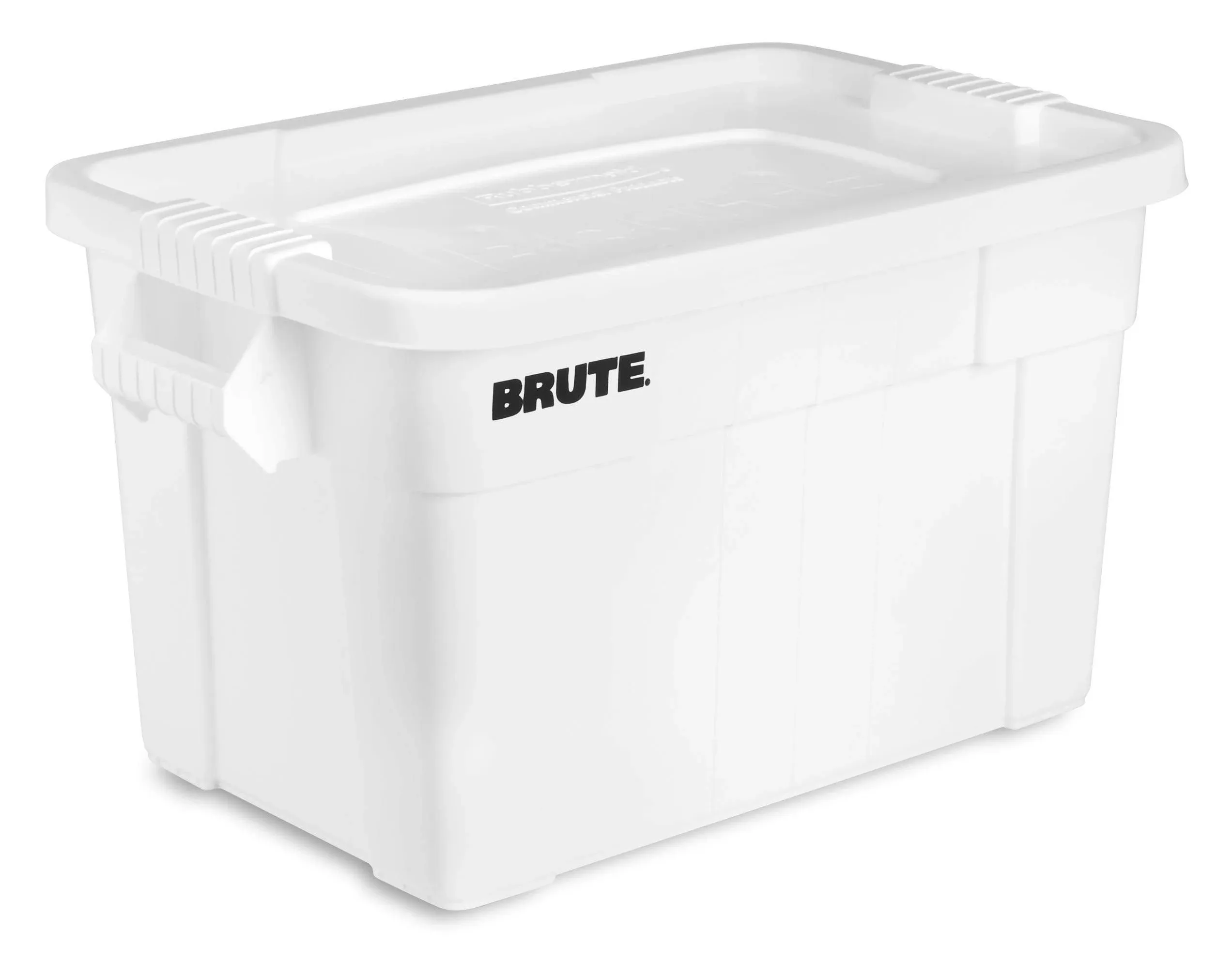 Rubbermaid Commercial Products BRUTE Tote Storage Container with Lid-included, 20-Gallon, White, Reusable Boxes for Moving/Storing in Garage/Basement/Attic/Jobsite/Truck/Camping