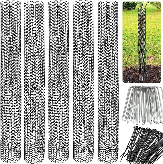 Yowlieu Mesh Tree Trunk Protectors, 6 Pack 40 Inches Tree Bark Protector Guard with Zip Ties Protect Tree from Deer Mowers Trimmers Rodents