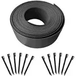 Landscape Edging Coil Kit 4 Inch High Terrace Board with 12 10-inch Spikes，40 FEET, Black