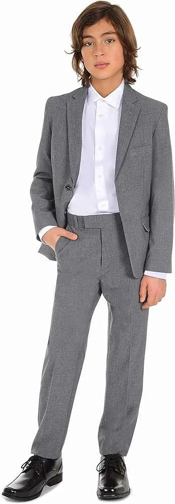 Calvin Klein Boys' Long Sleeve Sateen Dress Shirt, Style with Buttoned Cuffs & Shirttail Hem