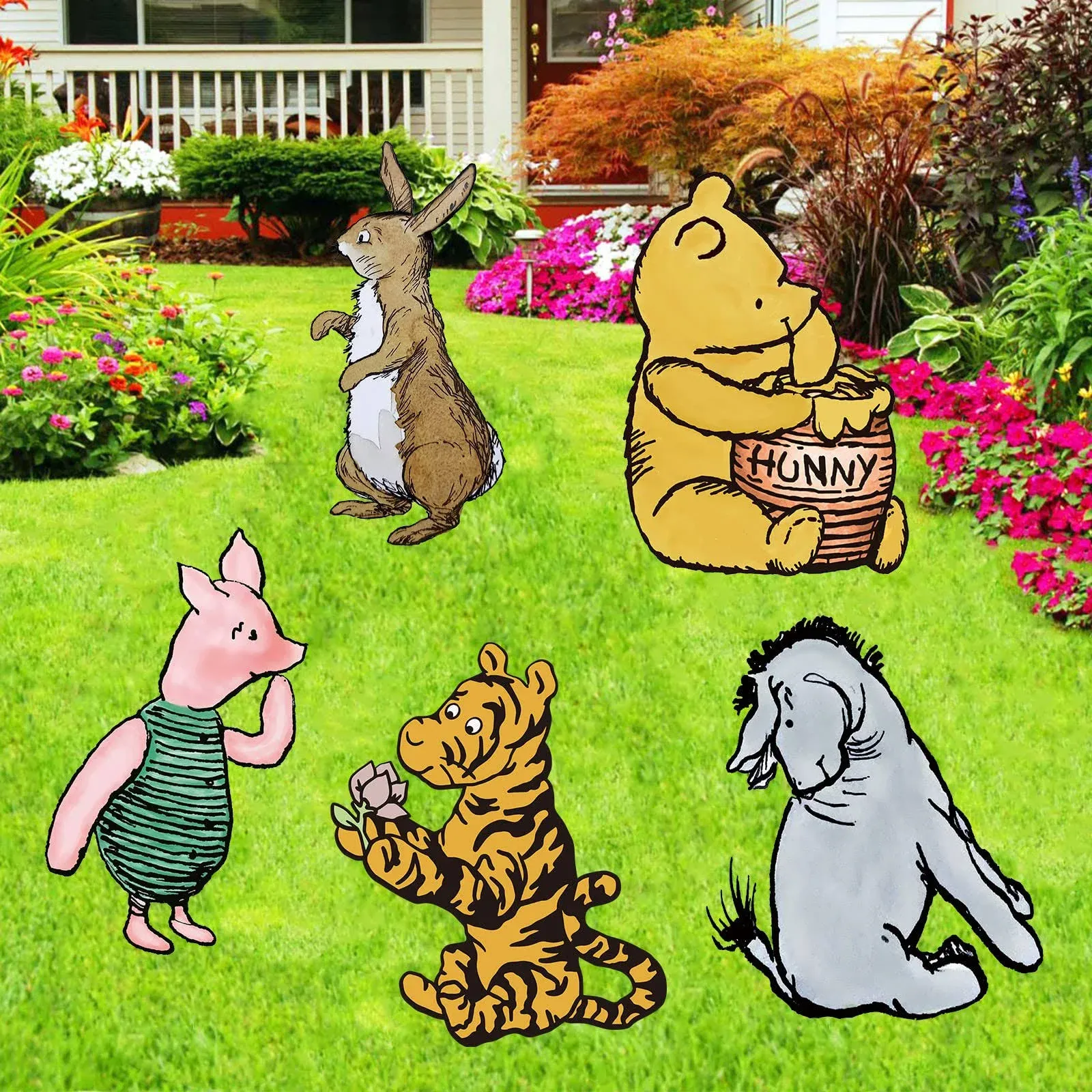 Classic Winnie The Pooh Party Supplies, 5PCS Yard Signs with Stakes, Outdoor Lawn Party Decor, Winnie Baby Shower Party Decorations