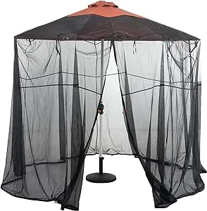 Classic Accessories Universal Round Patio Umbrella Insect Screen Canopy, Black