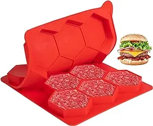 Burger Mold 8 in 1 | Meatball Maker | Hamburger Slider Silicone Mold | Hexagonal Hamburger Patty Maker | Ingenious Non-Stick Burger Press and Freezer Storage