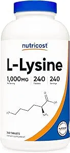 Nutricost L-Lysine 1000mg, 240 Tablets - Gluten Free, Non-GMO, and Vegetarian Friendly