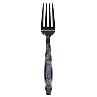 Karat U2020B 7" PS Extra-Heavy Weight Disposable Fork, Black (Pack of 1000)