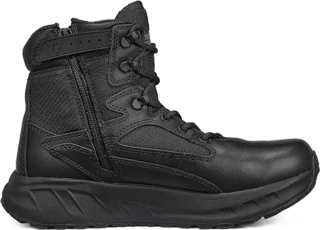 Tactical Research MAXX 6Z 6” Ultra-Cushioned Maximalist Black Tactical Boots for Men with Zipper - Designed for Police, EMS, and Security with Slip-Resistant Vibram Outsole