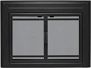 Uniflame Kendall Black Cabinet-style Fireplace Doors with Smoke Tempered Glass, Large