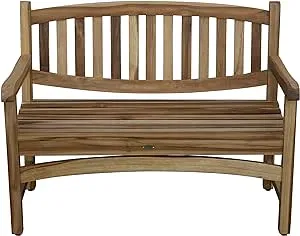 EcoDecors Kent Outdoor Bench Teak Wood Garden Bench Patio Bench with Armrests and Backrest, Yard Benches for Indoor and Outdoors- Natural Teak