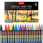 ZEYAR Premium Acrylic Paint Pen, Water Based, Extra Fine Point, Nylon Tip,18 Colors, Odorless, Acid Free and Safe, Opaque