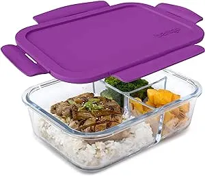 Bentgo 3-Compartment Glass Lunch Container, Purple