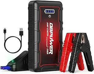 DBPOWER Jump Starter 2500A Peak 74Wh Portable Car Jump Starter (Up to 10L Gas/8L Diesel Engine) 12V Auto Battery Booster Pack with Smart Clamp Cables, Quick Charger, LED Light Jump Box