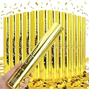 12Pack Confetti Cannon Sliver Confetti Poppers 12inch Sliver Confetti Cannon Party Popper Poppers Shooters for Celebrate Weddings Graduations Birthdays New Year Eve with Bulk Confetti Poppers