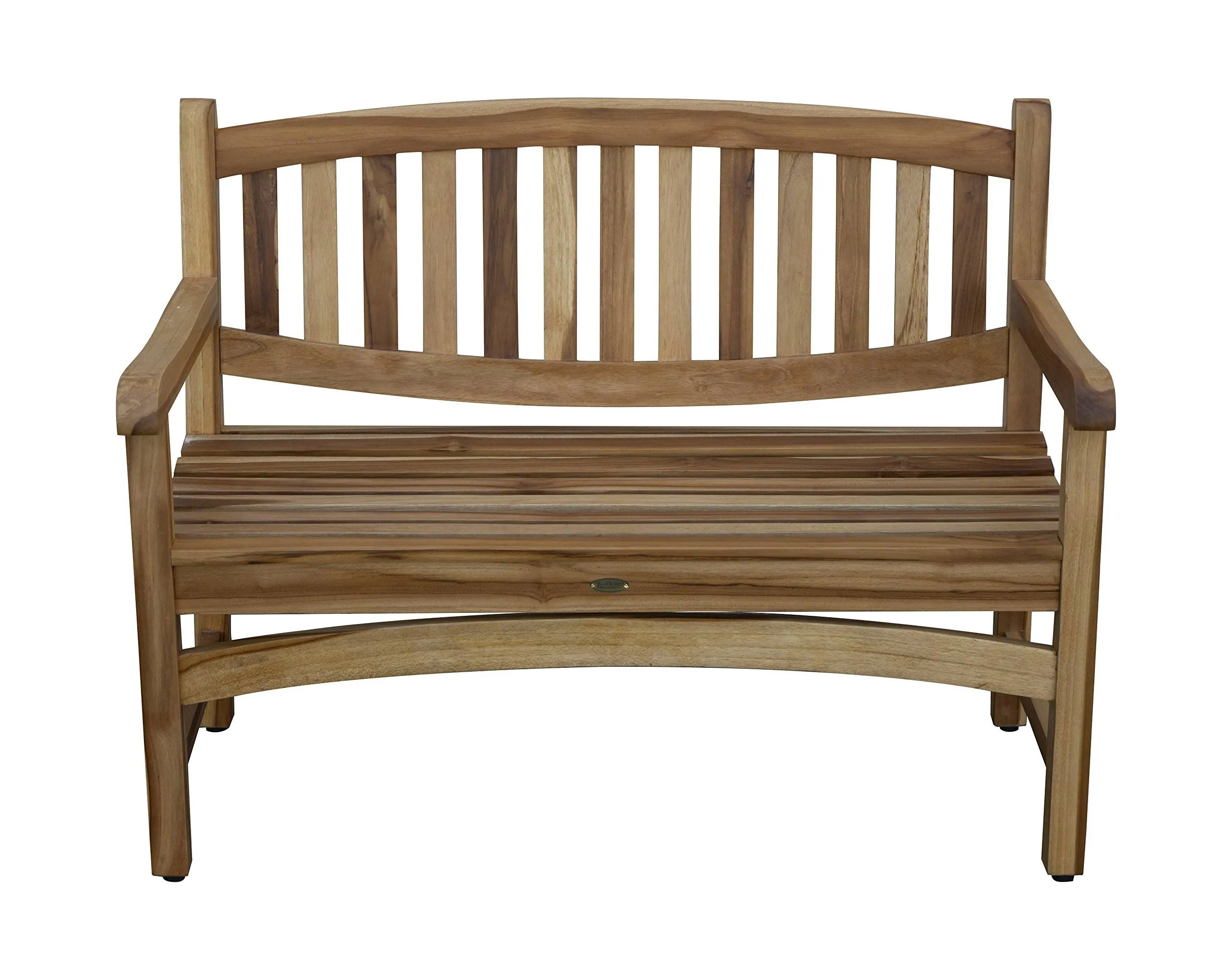 Ecodecors Kent Outdoor Bench Teak Wood Garden Bench Patio Bench, Natural Teak