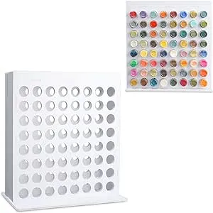 SANFURNEY 64 Holes Craft Paint Storage Organizer Vertical Paint Rack Stand for 17ml Vallejo, Army Painter Dropper Bottles, Not for 2oz Craft Paints or