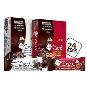 NuGo Dark Variety - Chocolate Pretzel 12 Bars & Chocolate Chocolate Chip 12 Bars, 12g Protein, Vegan, Gluten Free, Non-GMO, Kosher Pareve, 24 Count