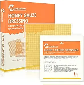 Honey Gauze Wound Dressing 2" x 2" - 12 Pack Honey Pad for Faster Healing from Burns, Abrasions, Cuts and Lacerations, Manuka Honey Wound Care