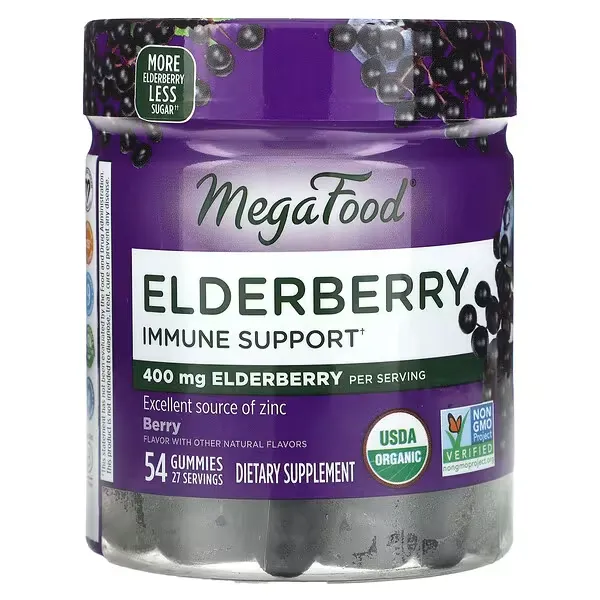 MegaFood, Elderberry Immune Support, Berry, 54 Gummies