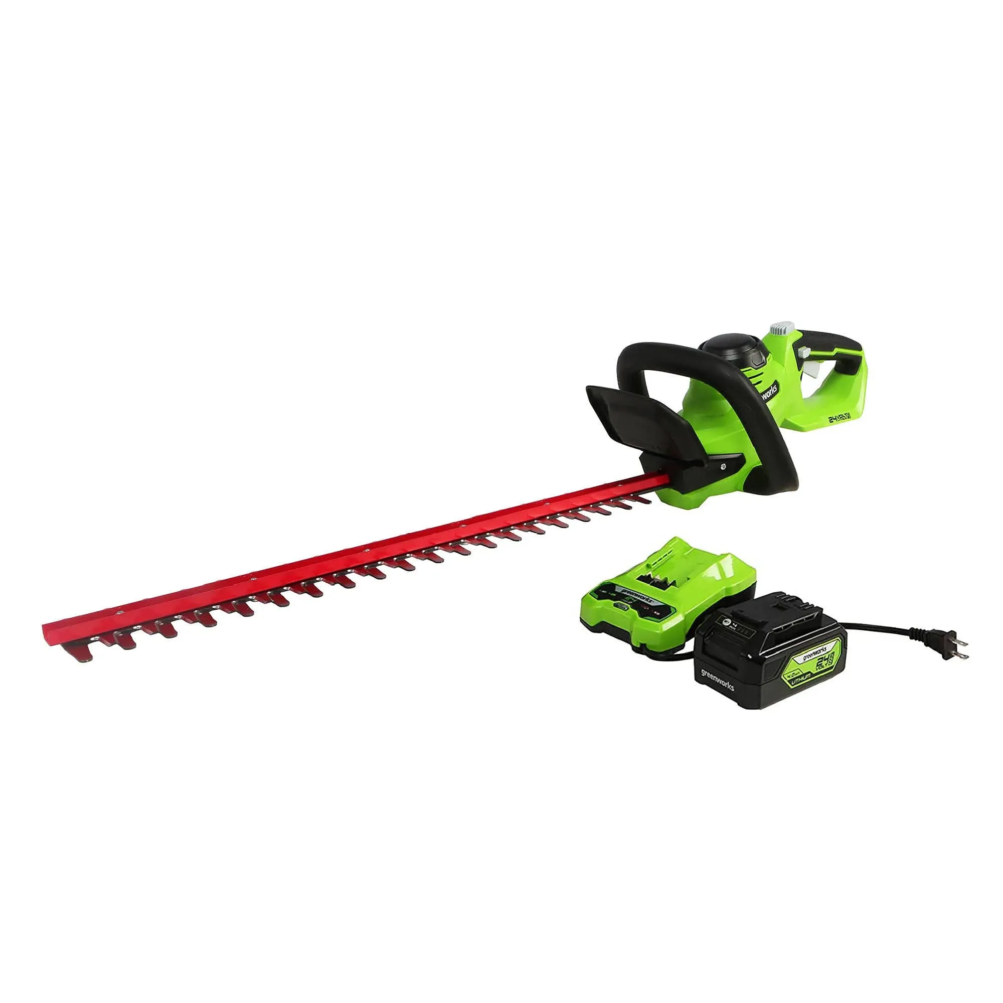 Greenworks 22 in. 24V Cordless Hedge Trimmer with 4.0 Ah USB Battery & Charger