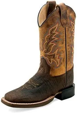 Old West Unisex Kids' Broad Square Toe Boots, Cactus Brown, 1.5