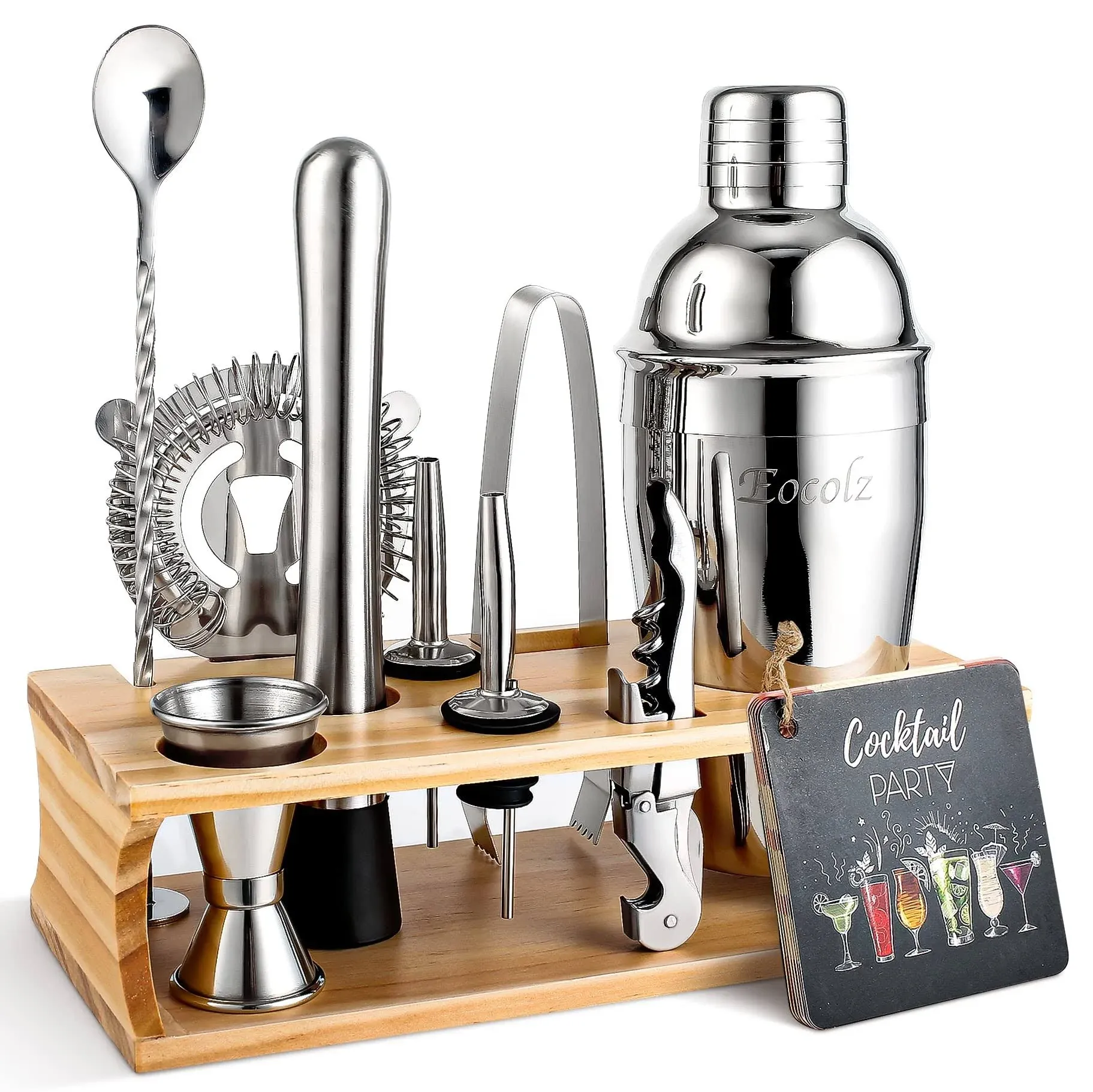 Bartender Kit Cocktail Shaker Set with Stand Bar Tool Bar Set for Drink Mixing