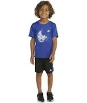 Adidas Boys 4-7 3 Stripe Color Block Shorts Set, Blue, 6