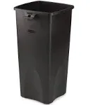 Rubbermaid Commercial Square Black Plastic Untouchable Waste Container, 23 Gal