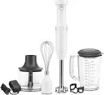 KitchenAid Cordless Variable Speed Black Matte Hand Blender with Chopper and Whisk Attachment