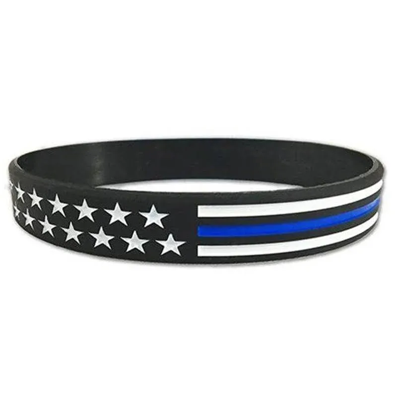 Thin Blue Line American Flag Bracelet FC-704438914549