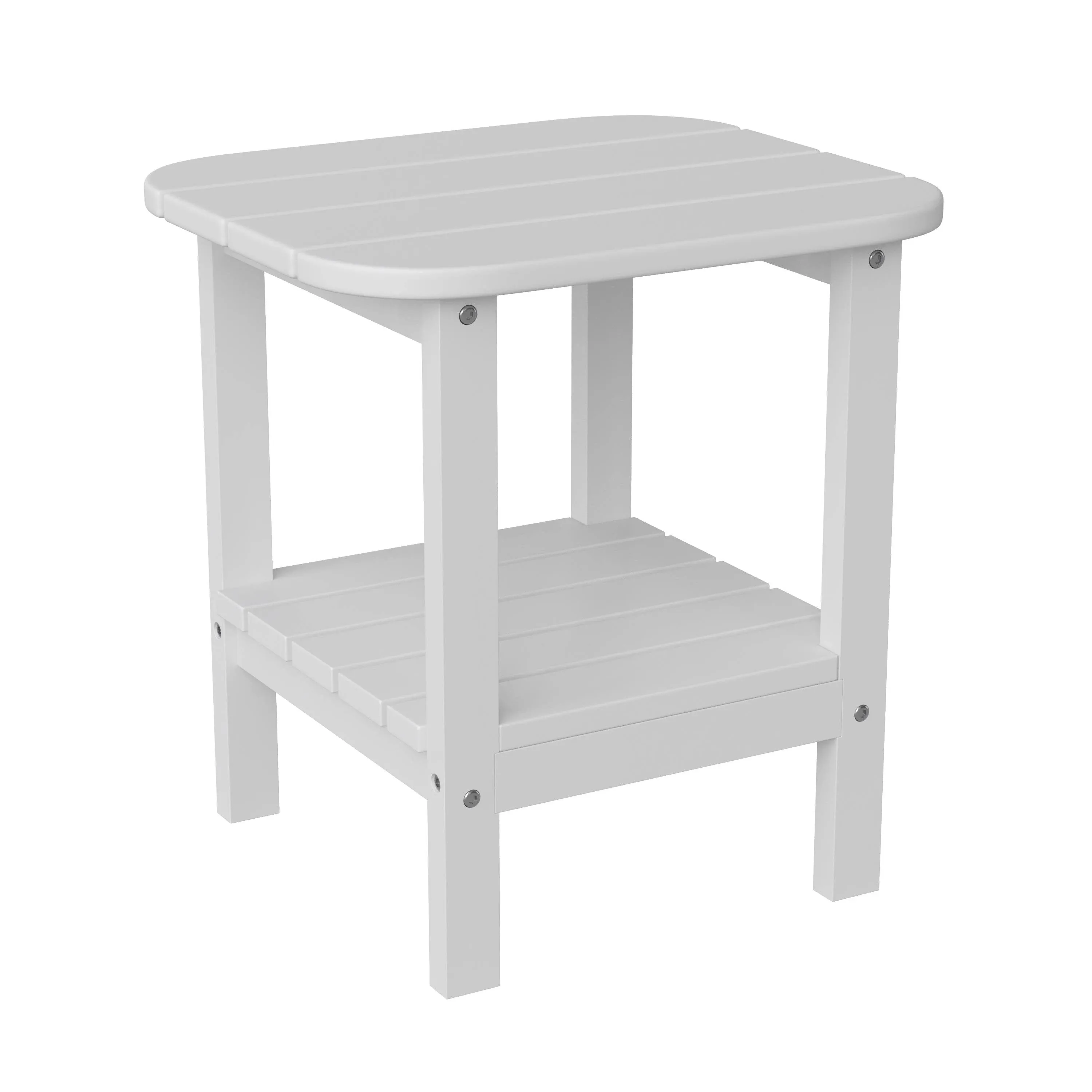 White 2 Tier Patio Side Table LE-HMP-1035-1517H-WT-GG