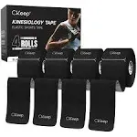 CKeep 4 Rolls Kinesiology Tape, Original Cotton Elastic Athletic Tape, 20 Precut 10" Strips Each, Black, Ideal for Muscle Support & Injury Prevention