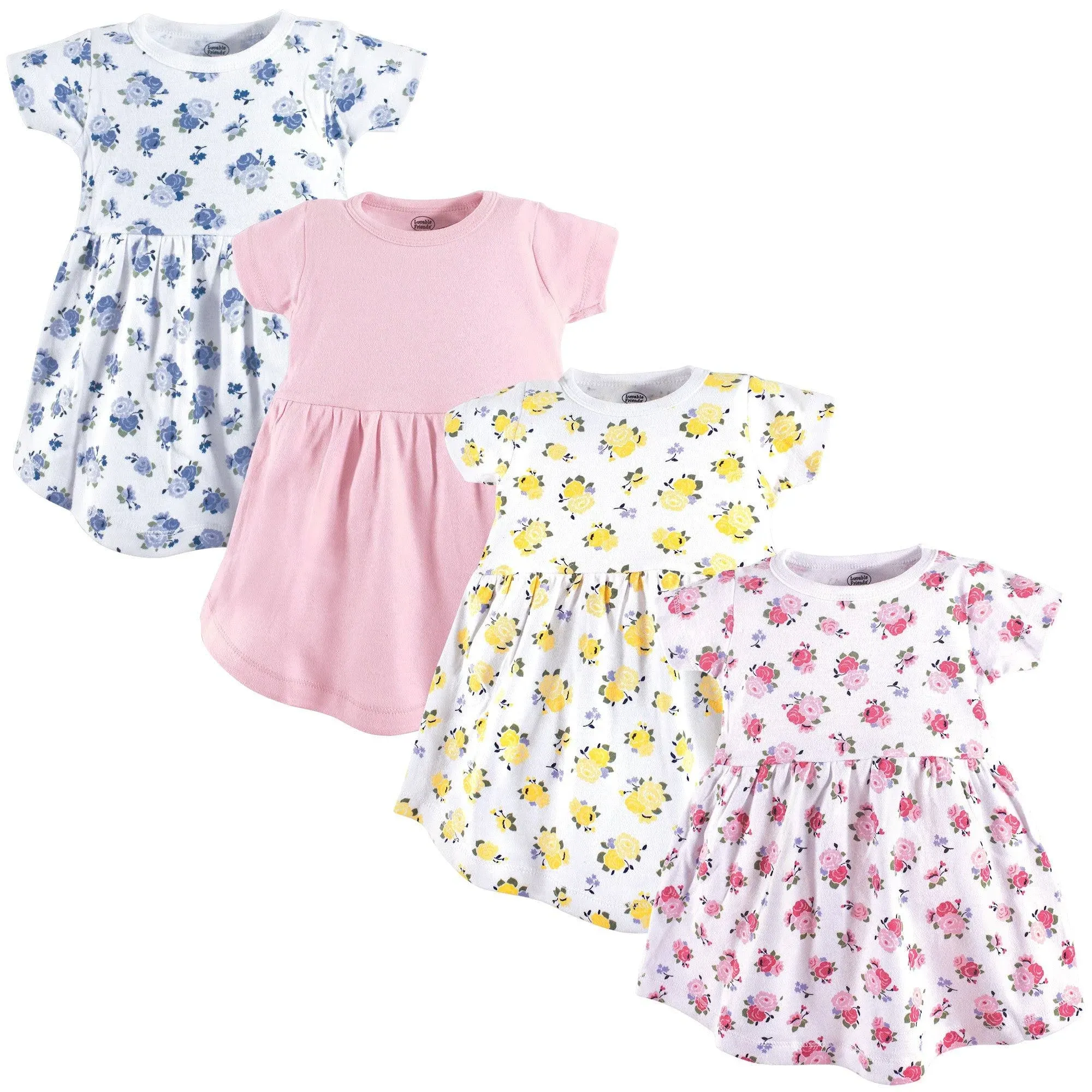 Luvable Friends Baby Cotton Dress 4-Pack Floral 12-18 Months