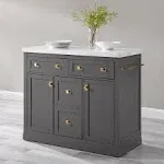 Crosley Furniture Claire Modern Wood Kitchen Island with Storage in Gray/White