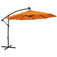 Sunnydaze 10' Offset Patio Umbrella with Solar LED Lights - Sunshine