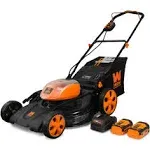 WEN 40V Max Lithium Ion 21-Inch Cordless 3-in-1 Lawn Mower with Two Batteries 16-Gallon Bag and Charger