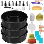 133Pcs round Cake Pans Sets for Baking + Cake Decorating Supplies - 3 Non-Stick 