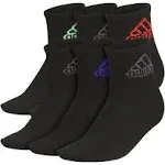 Boys Adidas 6-Pack Superlite Classic Quarter Socks, Boy's, Size: 9-11, Black