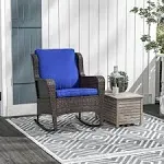 Outsunny Wicker Rocking Chair Outdoor Rocker w/ Cushions