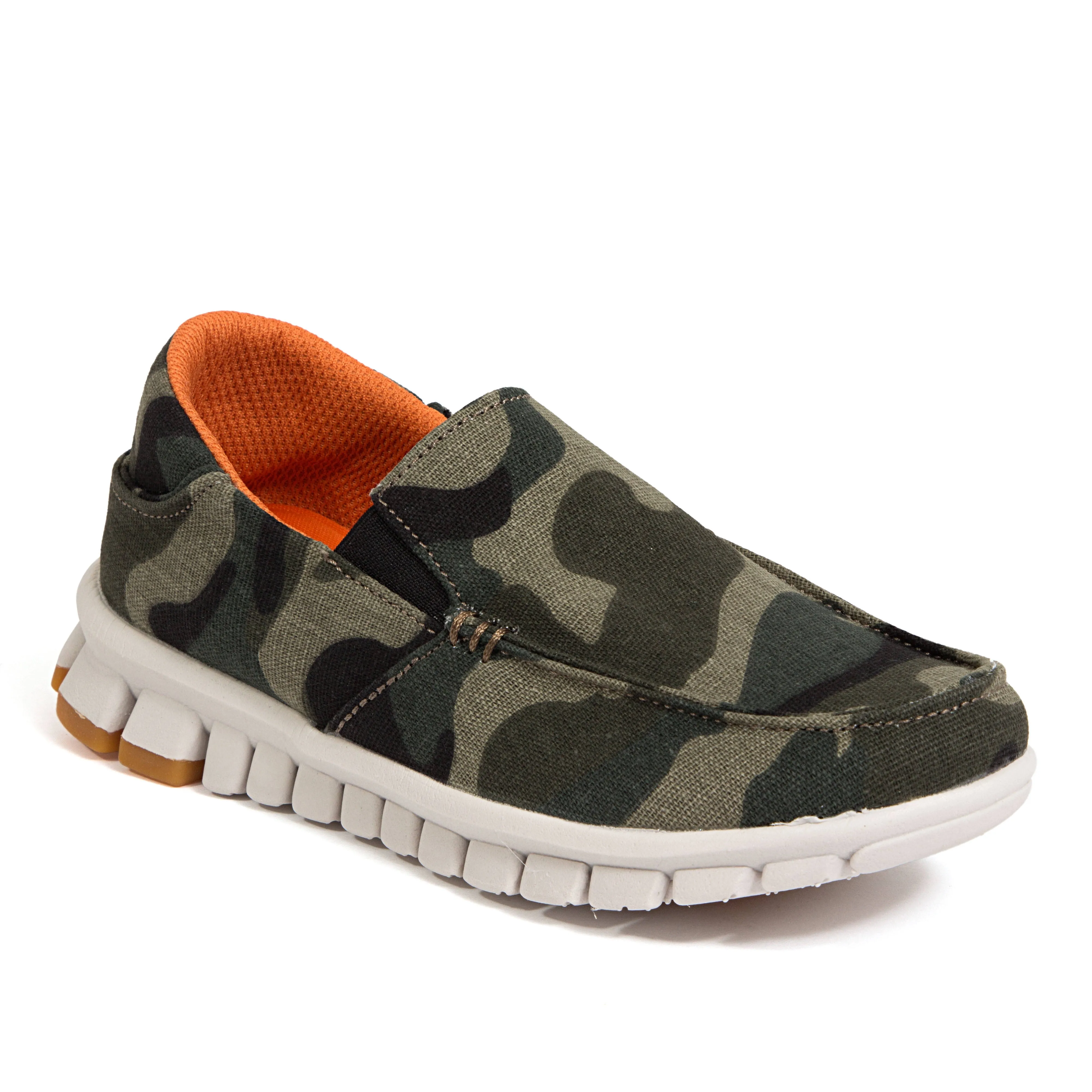 Deer Stags Kids' NoSox Melvin Jr. Slip-On Sneaker Green/Orange Camo 13