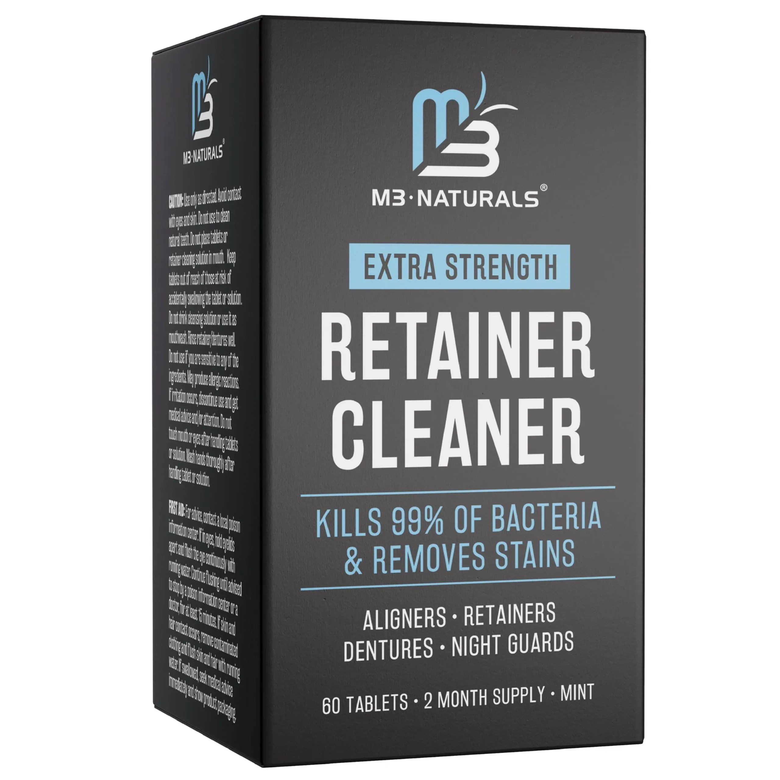 M3 Naturals Retainer Cleanser Tablets Cleaner FSA HSA Approved Remove Odors Discoloration Stains and Plaque 2 Month Supply Denture Cleansers Retainers Mouth