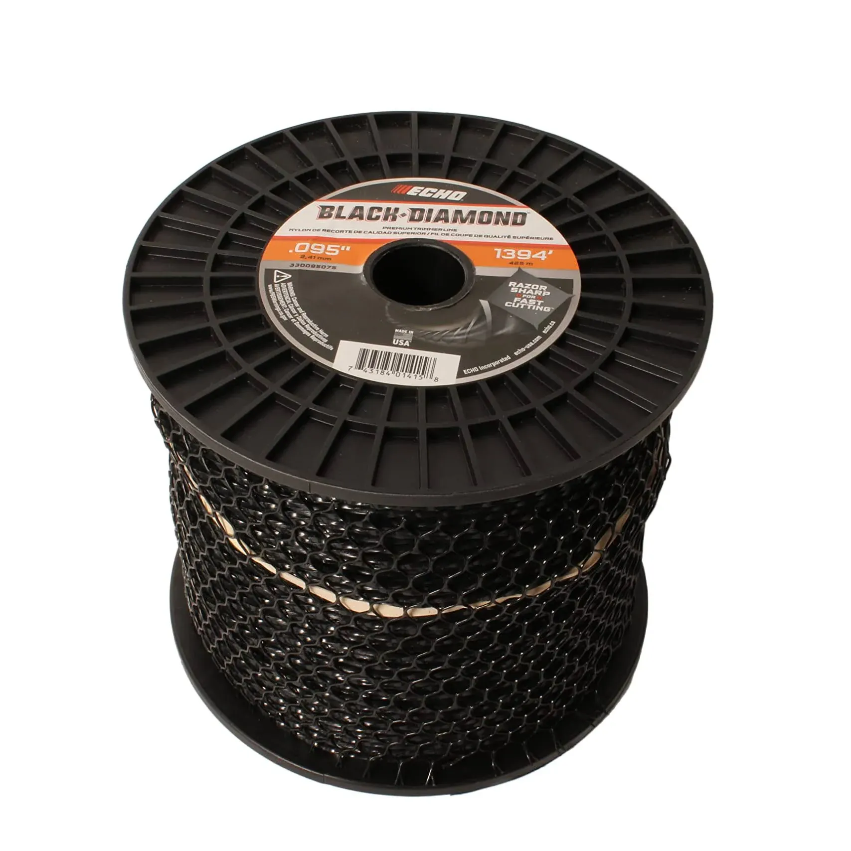 Echo 330095075 .095" Black Diamond Trimmer Line Spool 1,394' Square Twisted